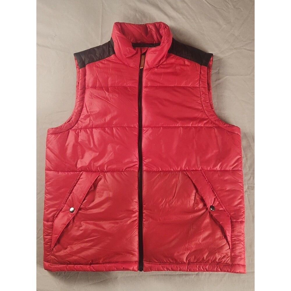 Alpine Design Men’s Puffer Vest Large Red Black Insulated Zip Front Outdoor